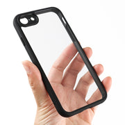 For iPhone SE 2022 / 2020 / 8 / 7 Frosted TPU + Transparent PC Phone Case(Black)