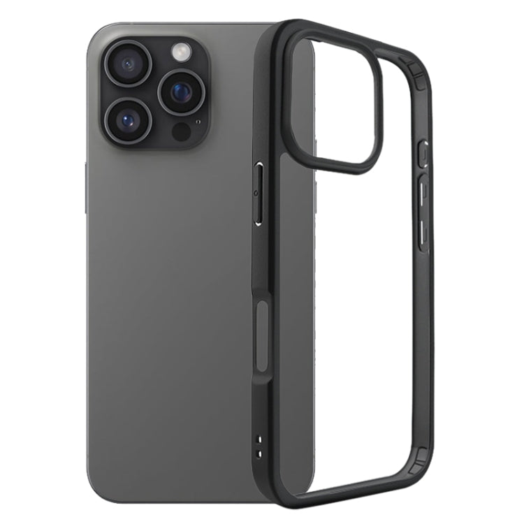 For iPhone 16 Pro Max Frosted TPU + Transparent PC Phone Case(Black)