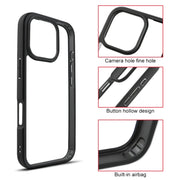 For iPhone 16 Pro Max Frosted TPU + Transparent PC Phone Case(Black)