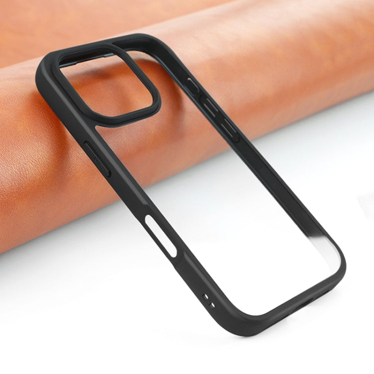 For iPhone 16 Pro Frosted TPU + Transparent PC Phone Case(Black)
