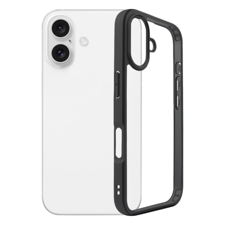For iPhone 16 Plus Frosted TPU + Transparent PC Phone Case(Black)