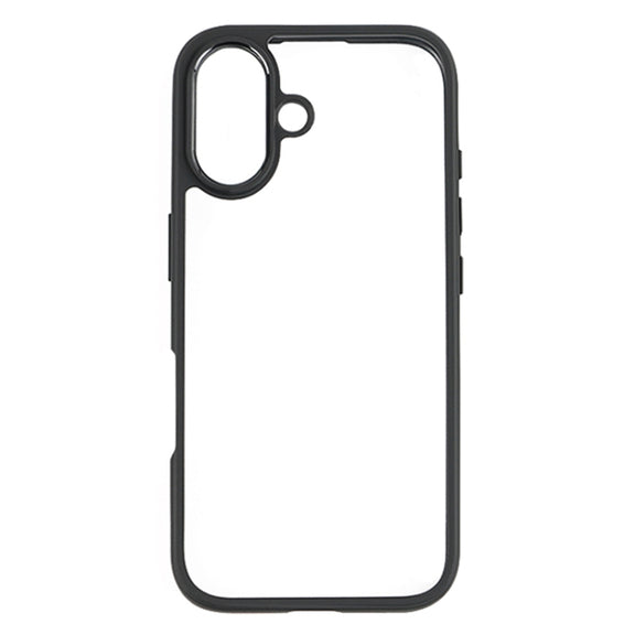 For iPhone 16 Plus Frosted TPU + Transparent PC Phone Case(Black)