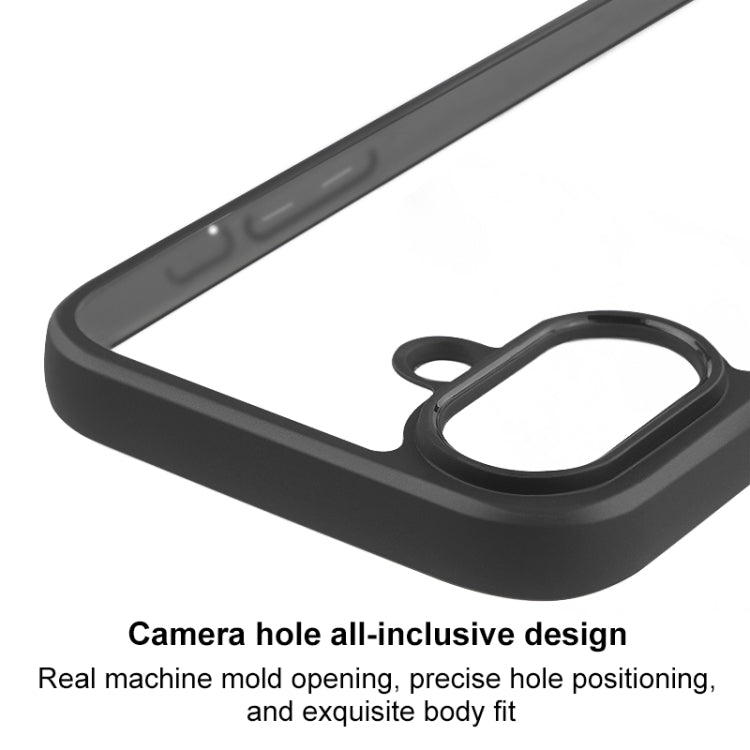 For iPhone 16 Plus Frosted TPU + Transparent PC Phone Case(Black)