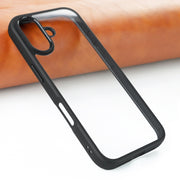 For iPhone 16 Plus Frosted TPU + Transparent PC Phone Case(Black)