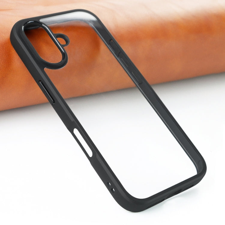 For iPhone 16 Plus Frosted TPU + Transparent PC Phone Case(Black)