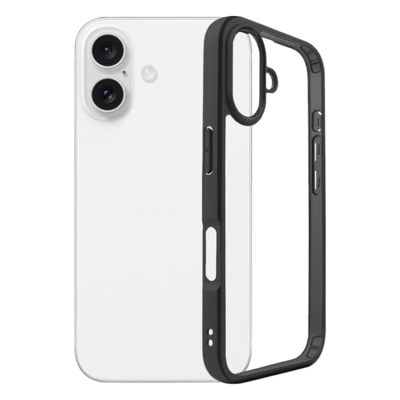 For iPhone 16 Plus Frosted TPU + Transparent PC Phone Case(Black)