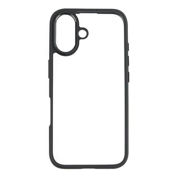 For iPhone 16 Frosted TPU + Transparent PC Phone Case(Black)