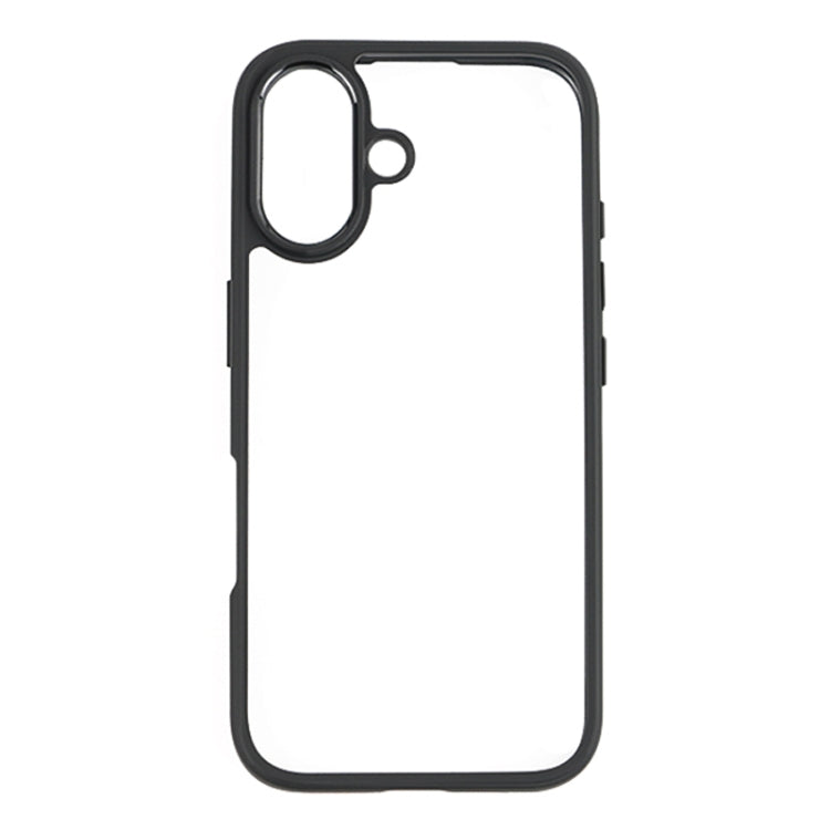 For iPhone 16 Frosted TPU + Transparent PC Phone Case(Black)
