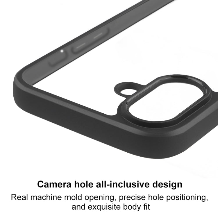 For iPhone 16 Frosted TPU + Transparent PC Phone Case(Black)