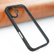 For iPhone 16 Frosted TPU + Transparent PC Phone Case(Black)
