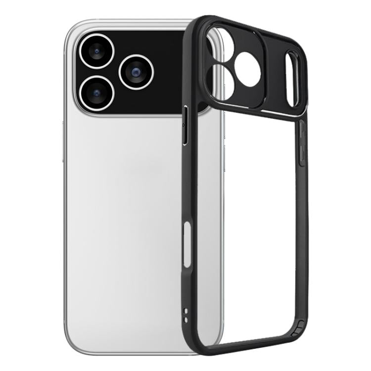 For iPhone 17 Pro Max Frosted TPU + Transparent PC Phone Case(Black)