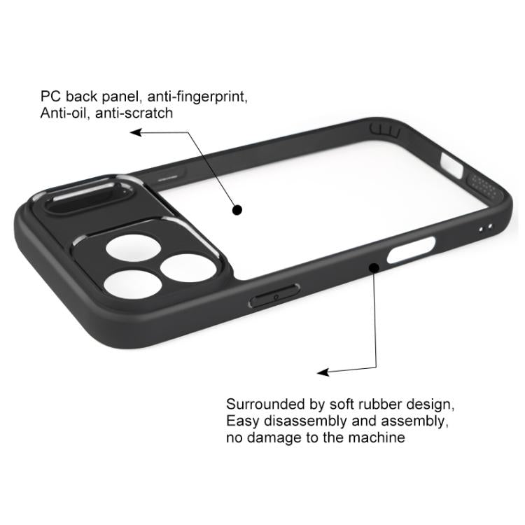 For iPhone 17 Pro Max Frosted TPU + Transparent PC Phone Case(Black)