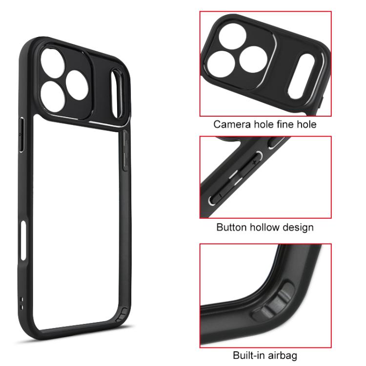 For iPhone 17 Pro Frosted TPU + Transparent PC Phone Case(Black)