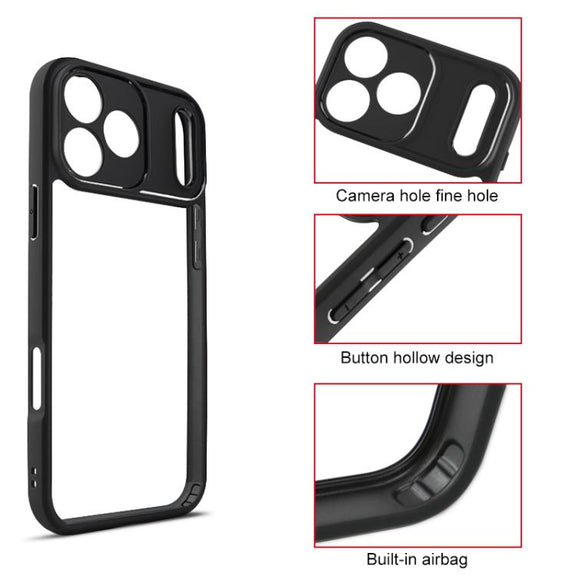 For iPhone 17 Pro Frosted TPU + Transparent PC Phone Case(Black)