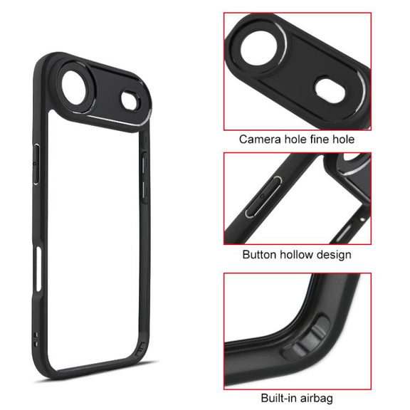 For iPhone 17 Air Frosted TPU + Transparent PC Phone Case(Black)