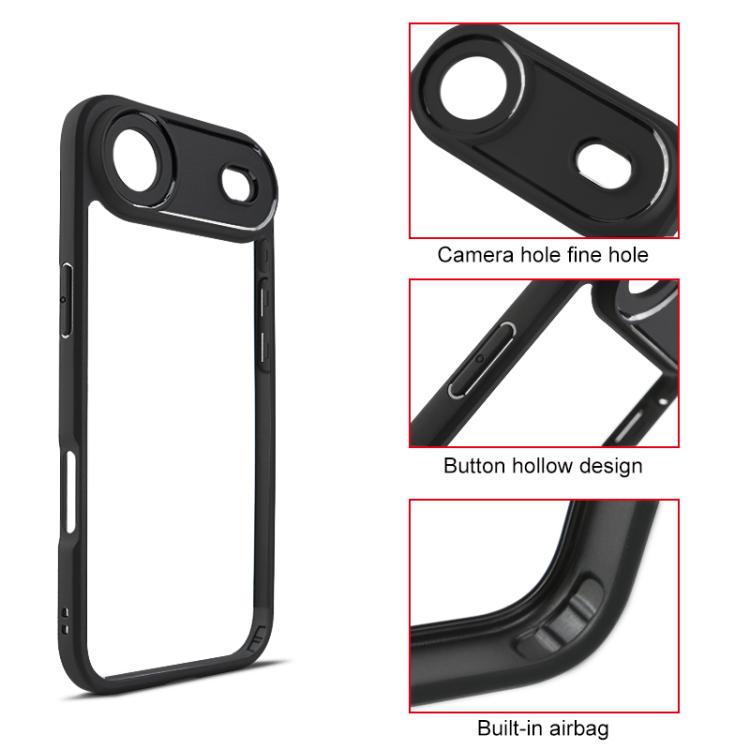For iPhone 17 Air Frosted TPU + Transparent PC Phone Case(Black)