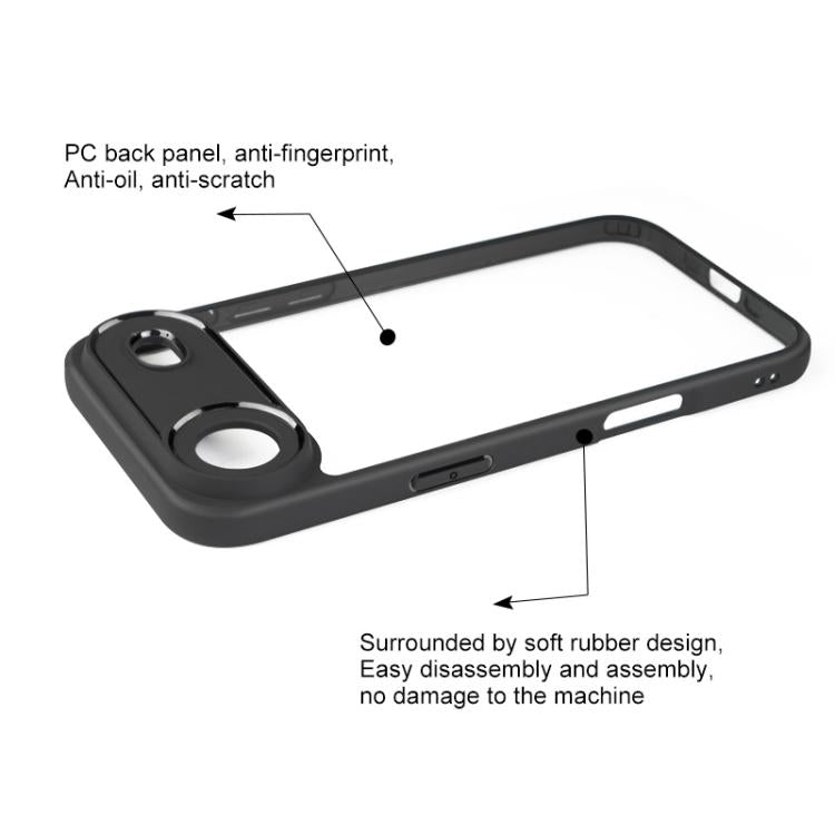 For iPhone 17 Air Frosted TPU + Transparent PC Phone Case(Black)