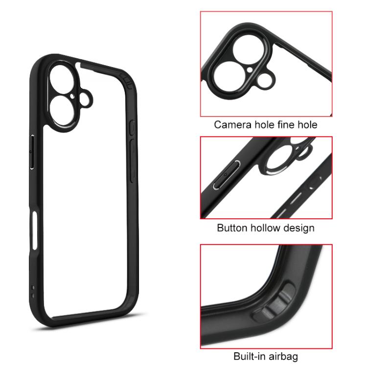 For iPhone 17 Frosted TPU + Transparent PC Phone Case(Black)