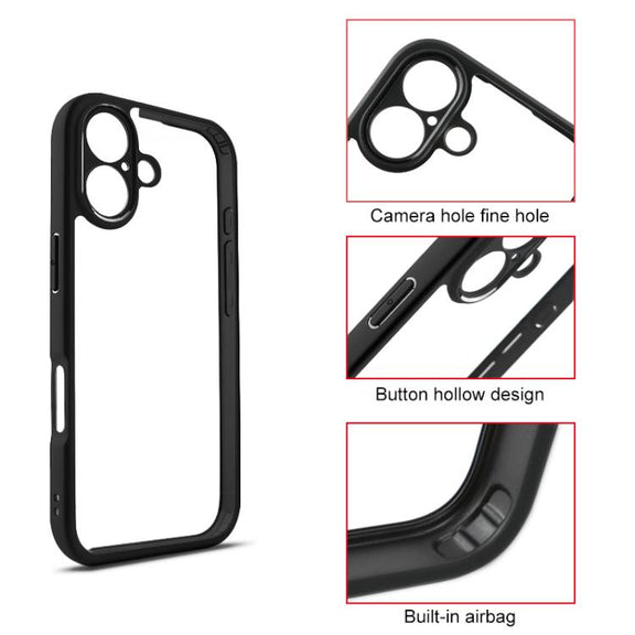 For iPhone 17 Frosted TPU + Transparent PC Phone Case(Black)