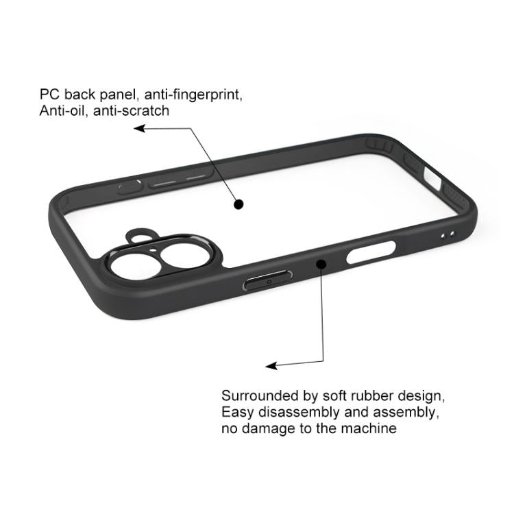 For iPhone 17 Frosted TPU + Transparent PC Phone Case(Black)
