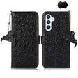 For Samsung Galaxy S24 Ostrich Pattern Genuine Leather RFID Phone Case(Black) - Galaxy Phone Cases by PMC Jewellery | Online Shopping South Africa | PMC Jewellery | Buy Now Pay Later Mobicred