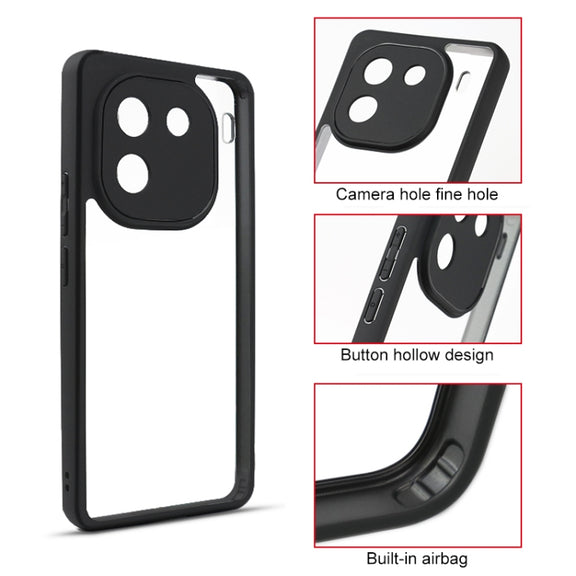 For vivo iQOO 12 Frosted TPU + Transparent PC Phone Case(Black)