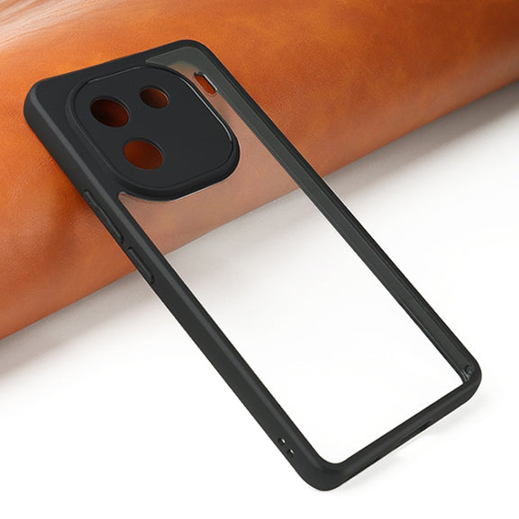 For vivo iQOO 12 Frosted TPU + Transparent PC Phone Case(Black)