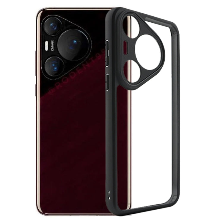 For Huawei Pura 70 Frosted TPU + Transparent PC Phone Case(Black)