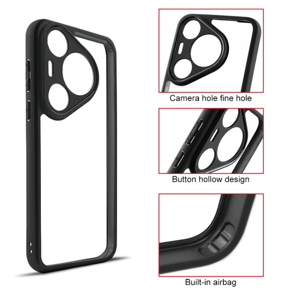 For Huawei Pura 70 Frosted TPU + Transparent PC Phone Case(Black)