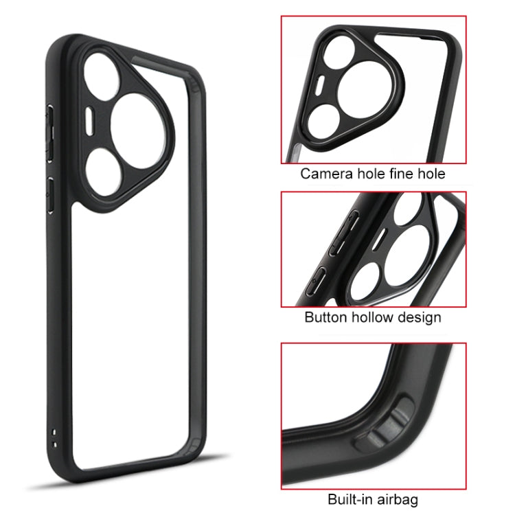 For Huawei Pura 70 Frosted TPU + Transparent PC Phone Case(Black)