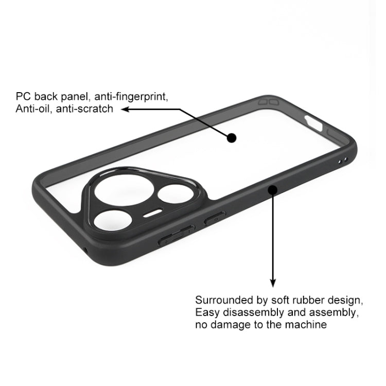 For Huawei Pura 70 Frosted TPU + Transparent PC Phone Case(Black)