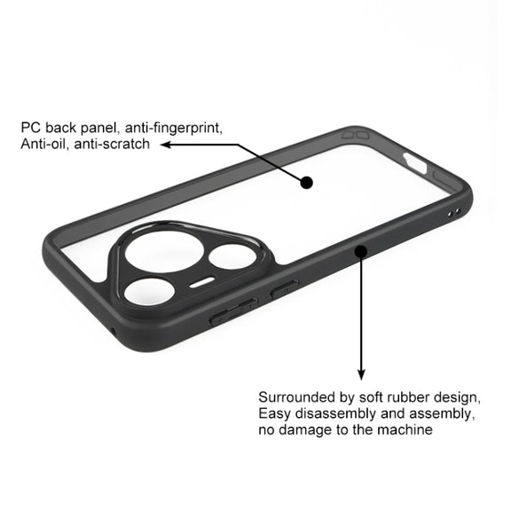 For Huawei Pura 70 Frosted TPU + Transparent PC Phone Case(Black)