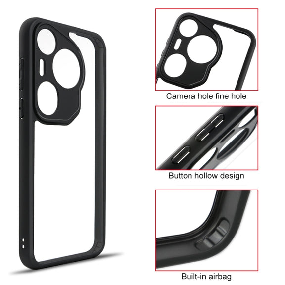 For Huawei Pura 70 Ultra Frosted TPU + Transparent PC Phone Case(Black)