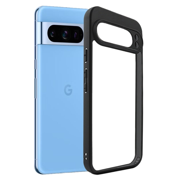 For Google Pixel 9 Frosted TPU + Transparent PC Phone Case(Black)