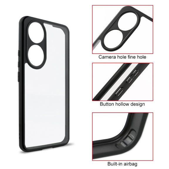 For Honor 90 Frosted TPU + Transparent PC Phone Case(Black)