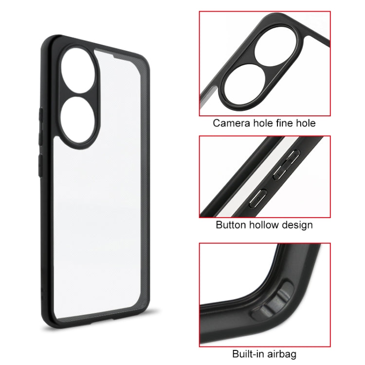 For Honor 90 Frosted TPU + Transparent PC Phone Case(Black)