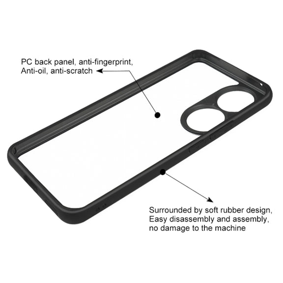 For Honor 90 Frosted TPU + Transparent PC Phone Case(Black)