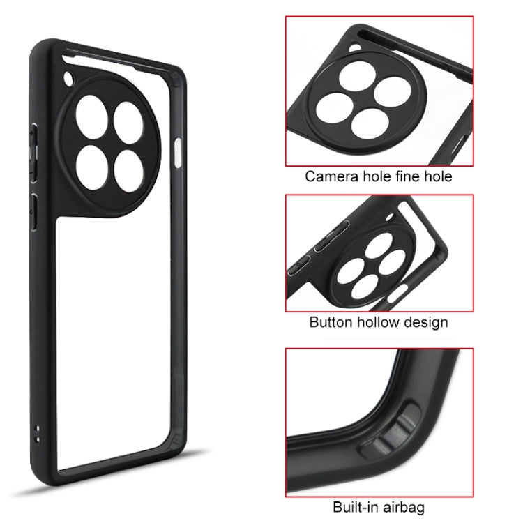 For OnePlus 12 Frosted TPU + Transparent PC Phone Case(Black)