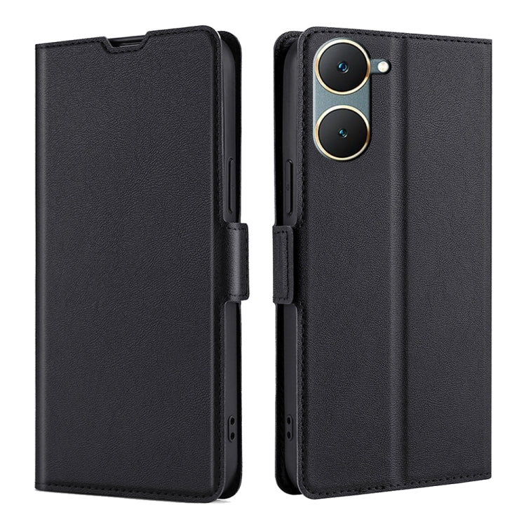 For vivo Y03 4G Ultra-thin Voltage Side Buckle Horizontal Flip Leather Phone Case(Black)