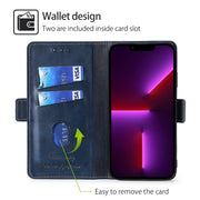 For Honor Magic6 Pro Contrast Color Side Buckle Leather Phone Case(Blue + Grey)