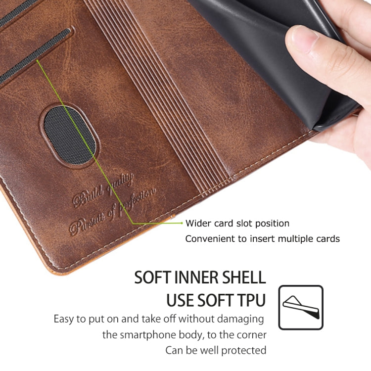 For Honor Magic6 Pro Contrast Color Side Buckle Leather Phone Case(Dark Brown + Gold)