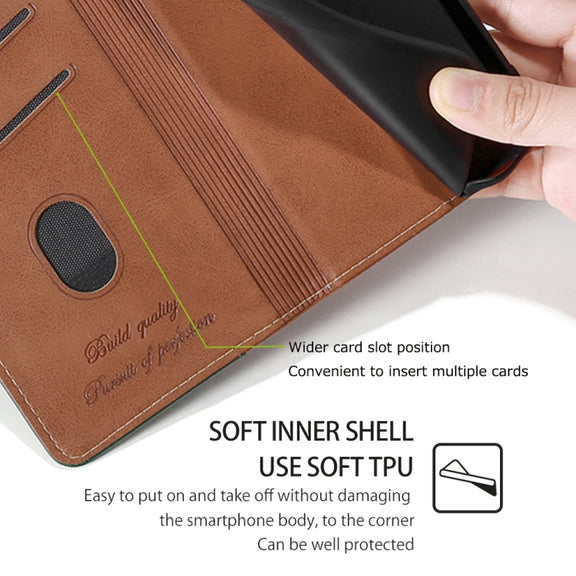 For Honor Magic6 Pro Contrast Color Side Buckle Leather Phone Case(Light Brown + Green)
