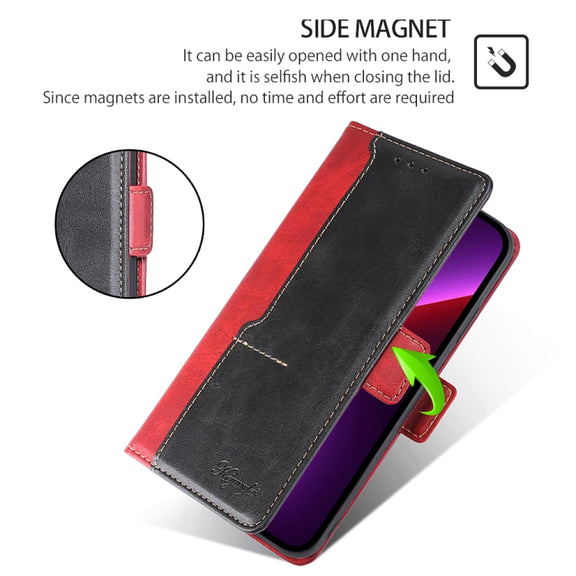 For Honor Magic6 Pro Contrast Color Side Buckle Leather Phone Case(Red + Black)