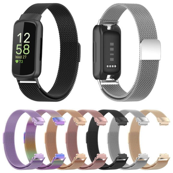 For Fitbit Inspire 3 Milanese Metal Watch Band(Rose Gold)