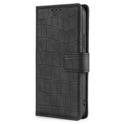 For Honor Magic6 Pro 5G Skin Feel Crocodile Magnetic Clasp Leather Phone Case(Black)