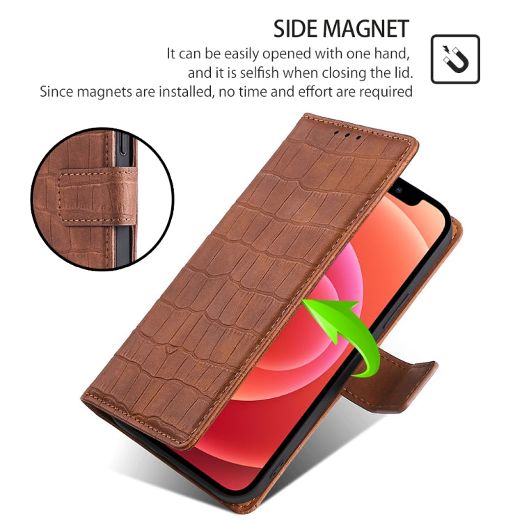 For Honor Magic6 Pro 5G Skin Feel Crocodile Magnetic Clasp Leather Phone Case(Brown)