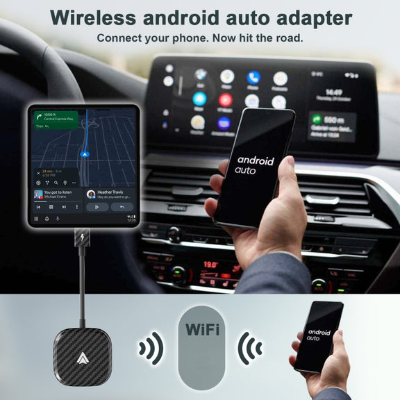 Carbon Fiber USB + USB-C / Type-C Wired to Wireless Carplay Adapter for Android(Black)
