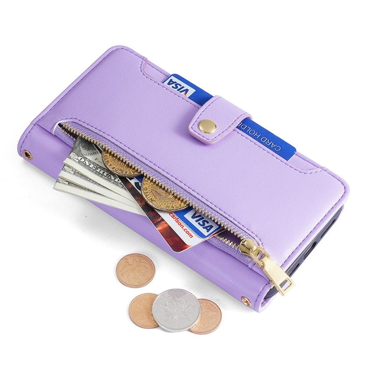 For Huawei Mate 60 Pro / Pro+ Lite Sheep Texture Cross-body Zipper Wallet Leather Phone Case(Purple)