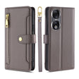 For Honor 90 5G Sheep Texture Cross-body Zipper Wallet Leather Phone Case(Grey) - Honor Cases by PMC TechLife | Online Shopping South Africa | PMC TechLife | Buy Now Pay Later Mobicred