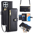 For Honor X8 Sheep Texture Cross-body Zipper Wallet Leather Phone Case(Black) - Honor Cases by PMC TechLife | Online Shopping South Africa | PMC TechLife | Buy Now Pay Later Mobicred